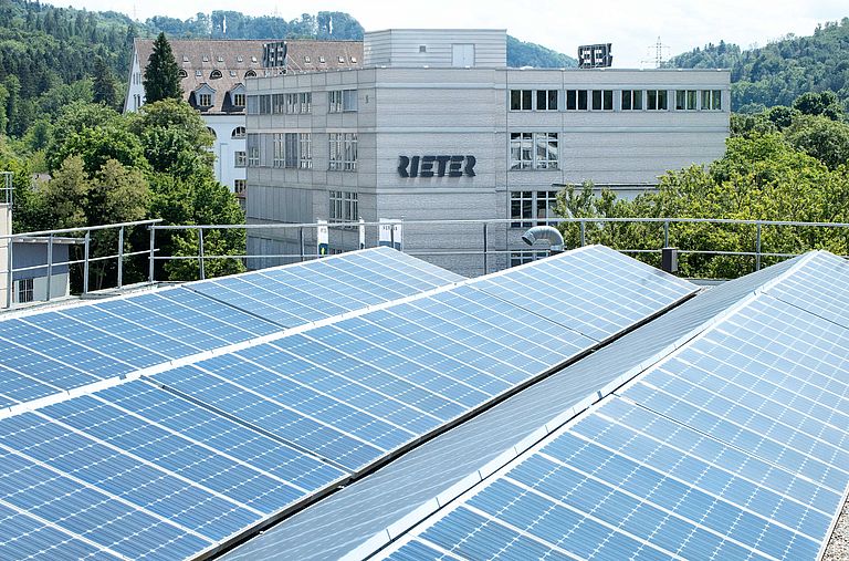 Solar Panels on Rooftop at Winterthur Headquarters with Views on Logo